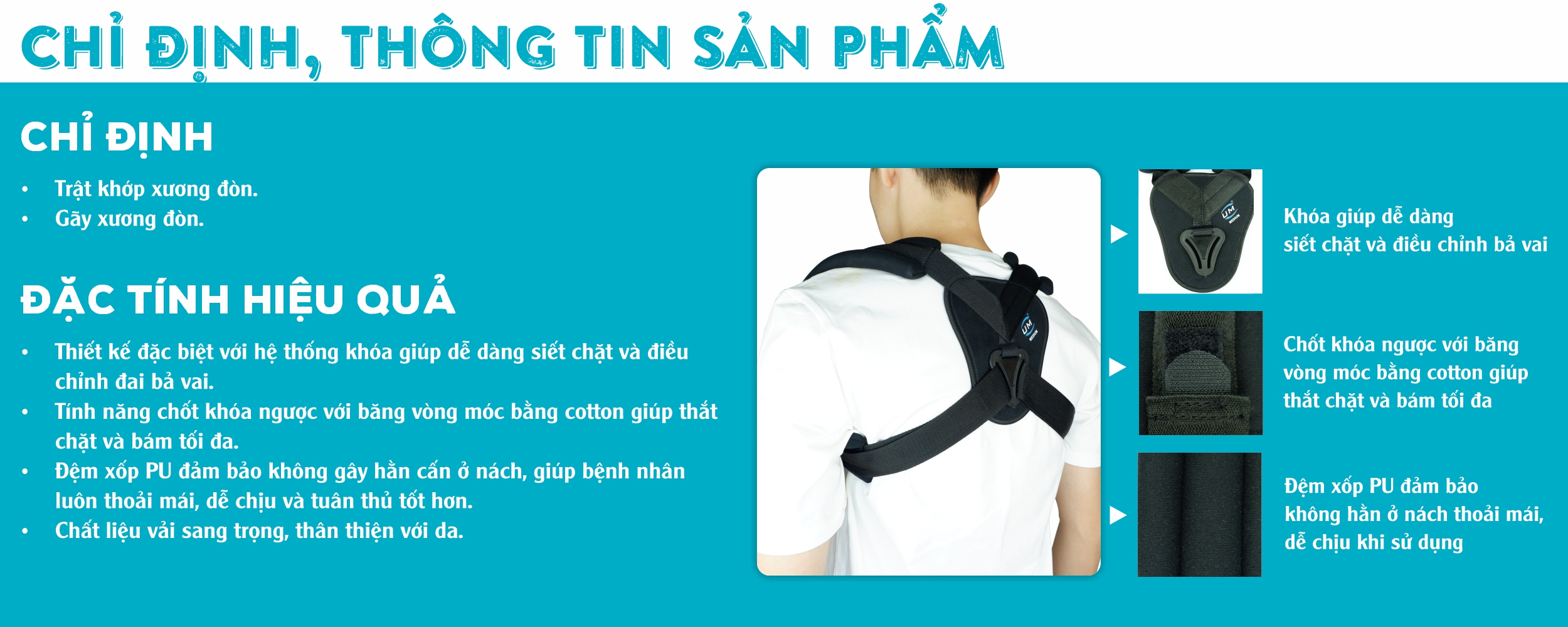 Mô tả Đai Bả Vai Hỗ Trợ Xương Đòn UM C04 [United Medicare]. Tiêu Chuẩn Châu Âu - 1