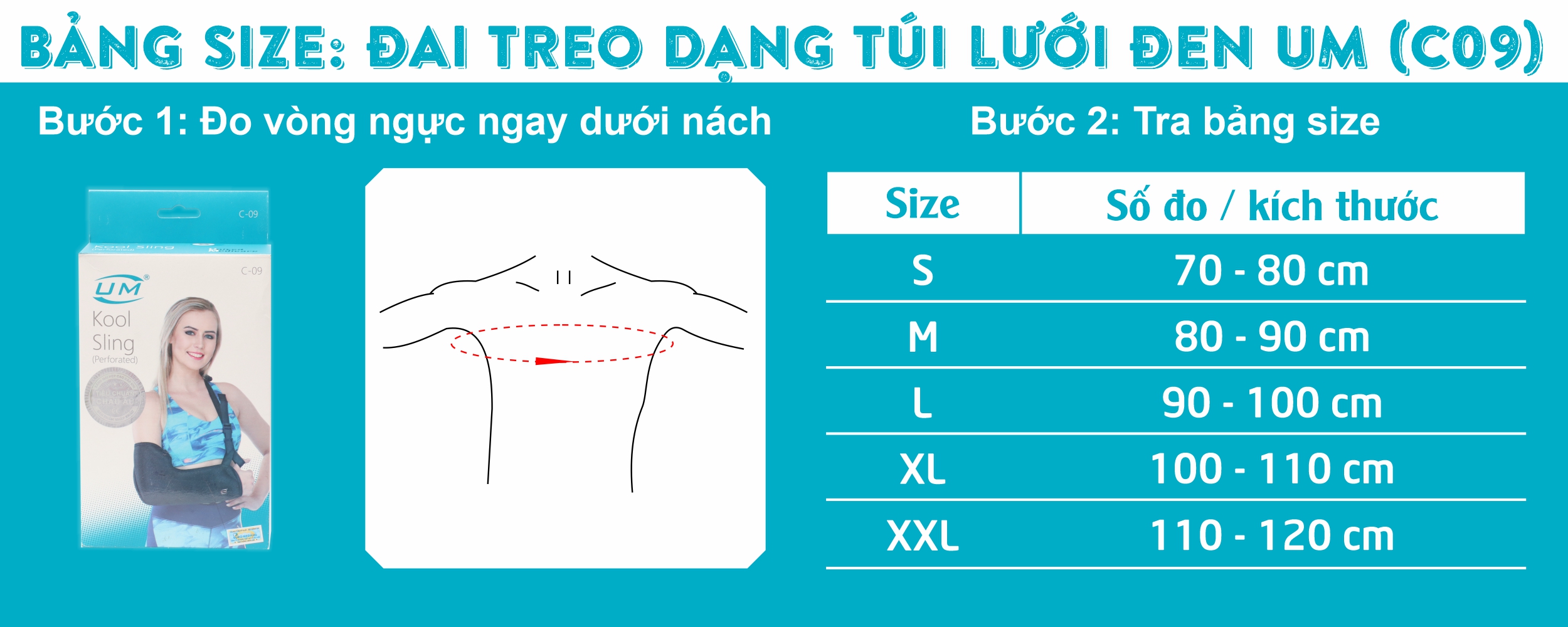 Mô tả Đai Treo Tay Dạng Túi Lưới Đen Hỗ Trợ Cho Tay Bị Bó Bột C09 [United Medicare]. Tiêu Chuẩn Châu Âu - 2