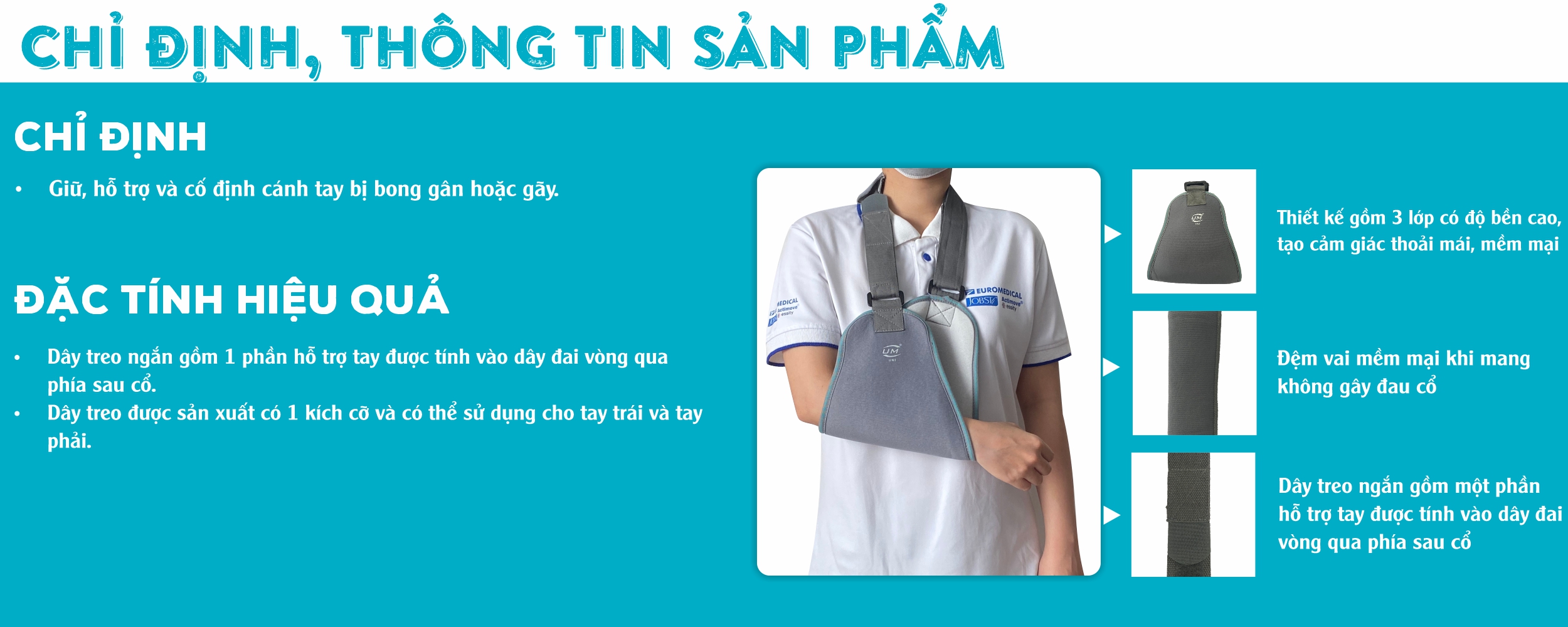 Mô tả Đai Treo Tay Tam Giác Hỗ Trợ Cố Định Cánh Tay UM C13 [United Medicare]. Tiêu Chuẩn Châu Âu - 1