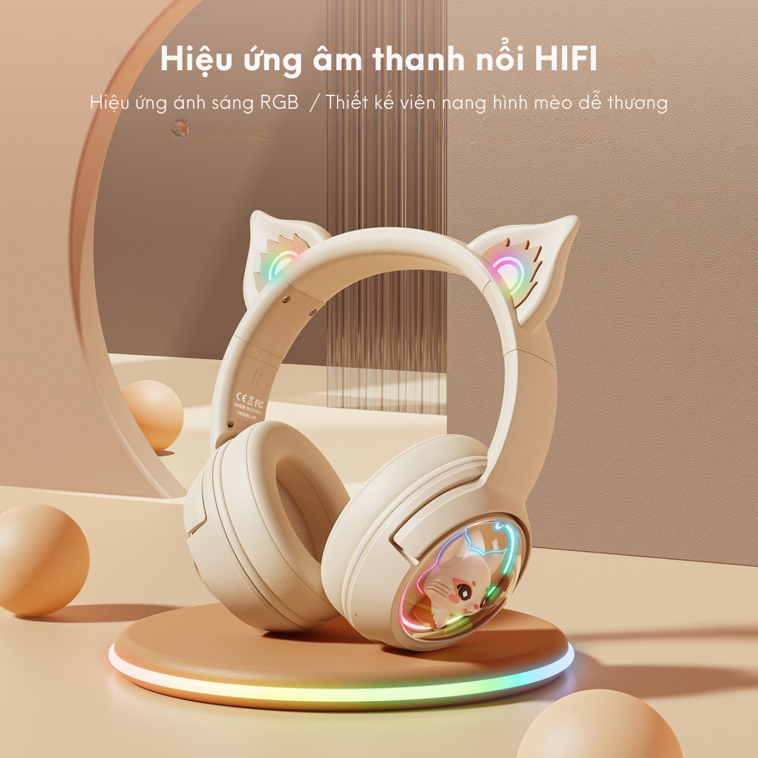 Mô tả Tai Nghe Không Dây Bluetooth ONIKUMA B5 RGB Có Tai Mèo Đầy Sức Hút - Hàng Chính Hãng - 3