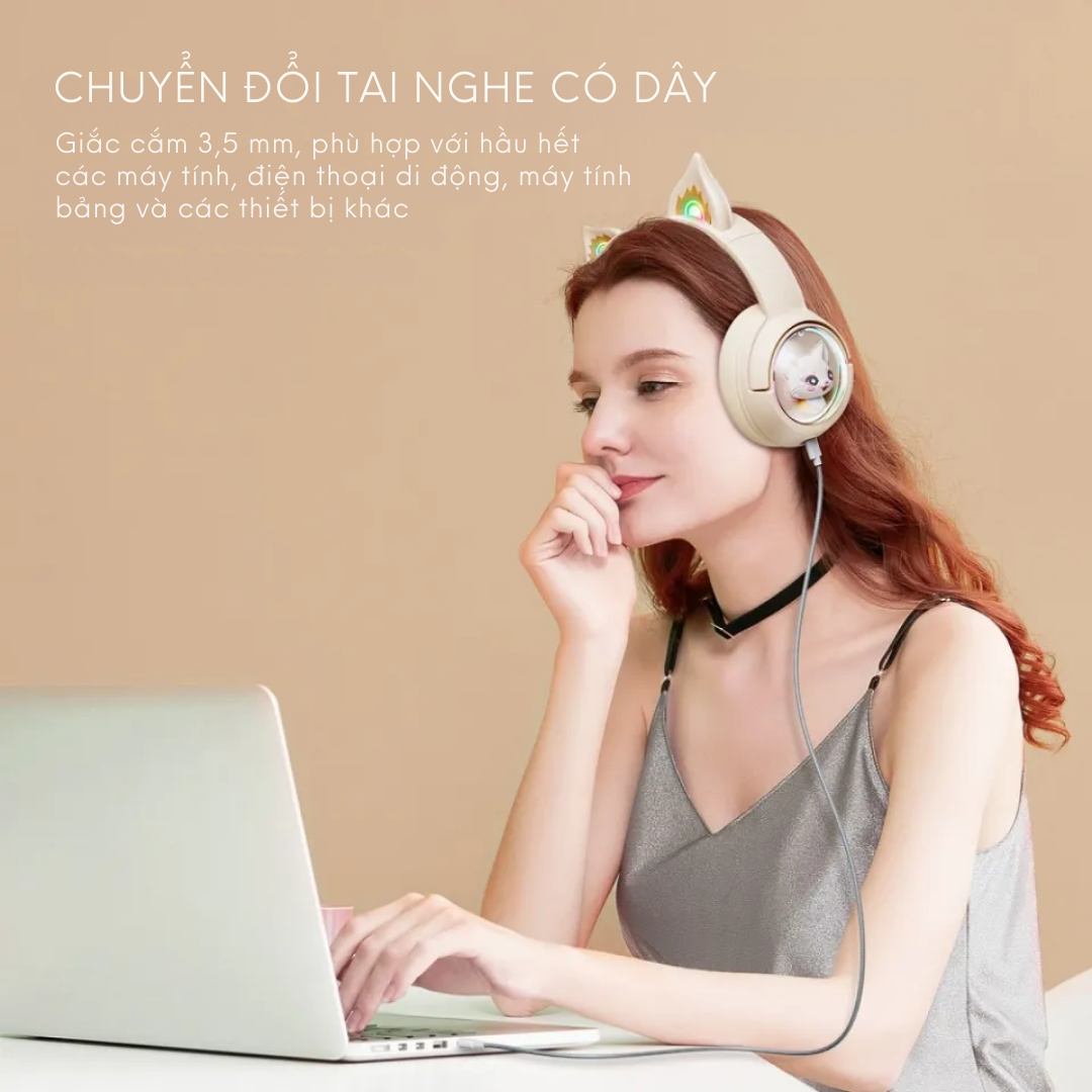Mô tả Tai Nghe Không Dây Bluetooth ONIKUMA B5 RGB Có Tai Mèo Đầy Sức Hút - Hàng Chính Hãng - 5