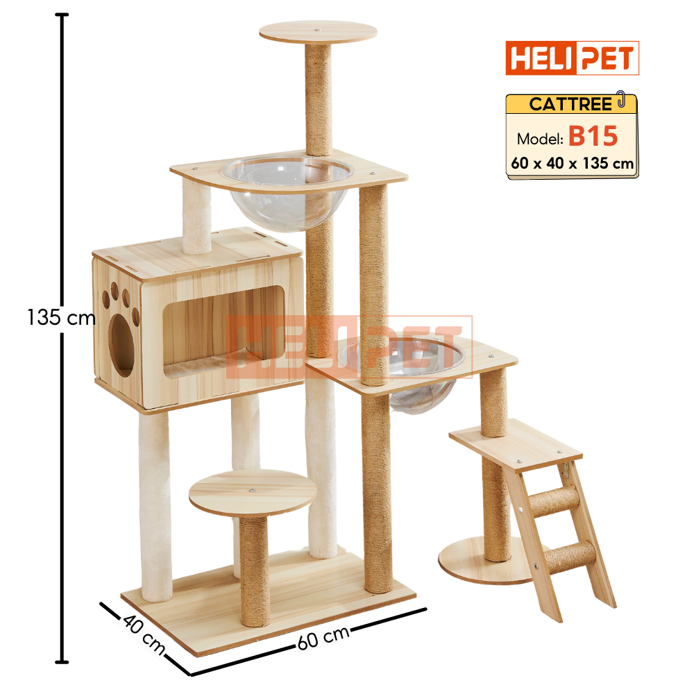 Mô tả Nhà Gỗ Cattree Nhà cây cho mèo leo trèo cào móng HELIPET Đa dạng thiết kế Dễ dàng lắp đặt - 9