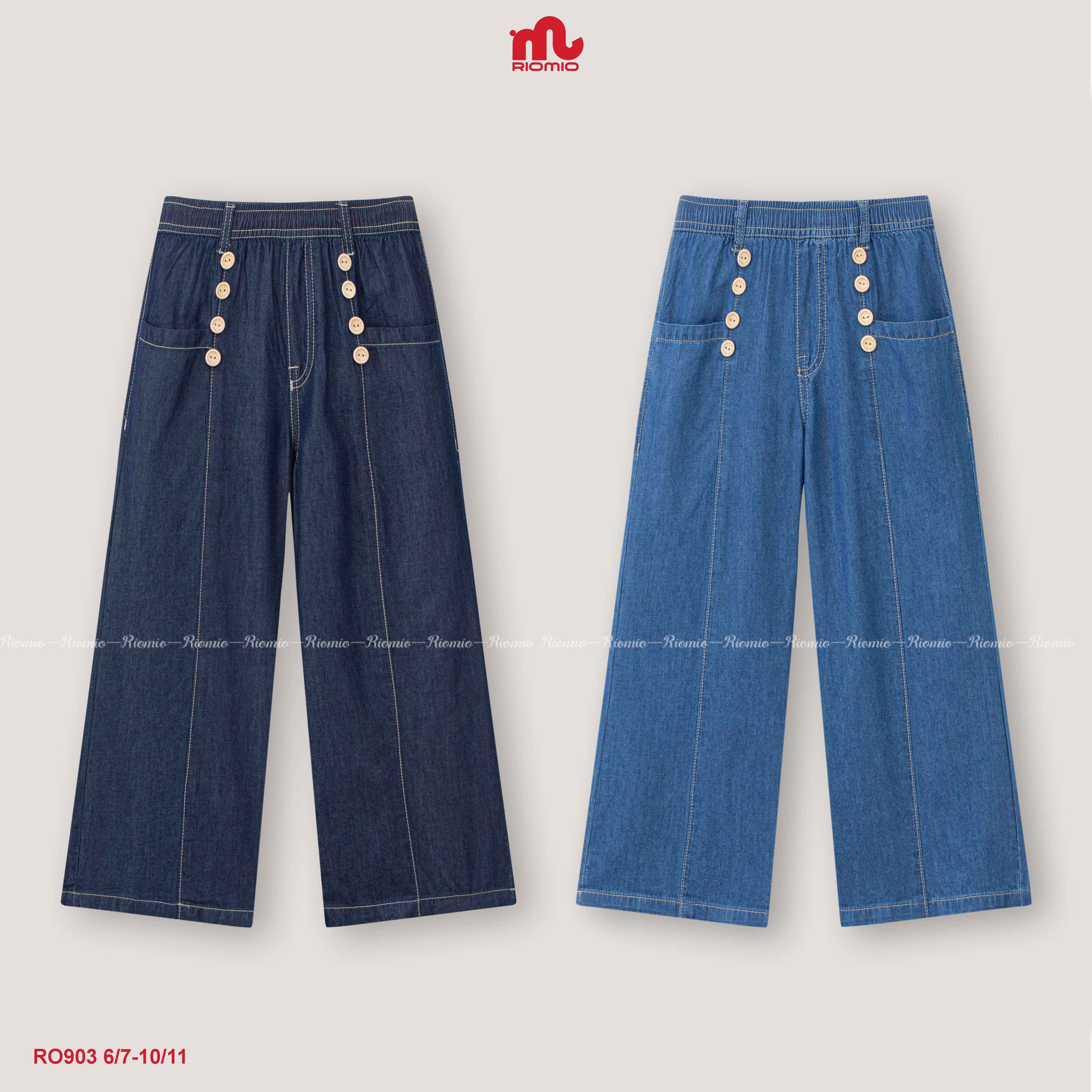 Mô tả Quần jean bé gái ellie Riomio  quần ống suông chất liệu cotton USA mềm mịn-RO903 - 1