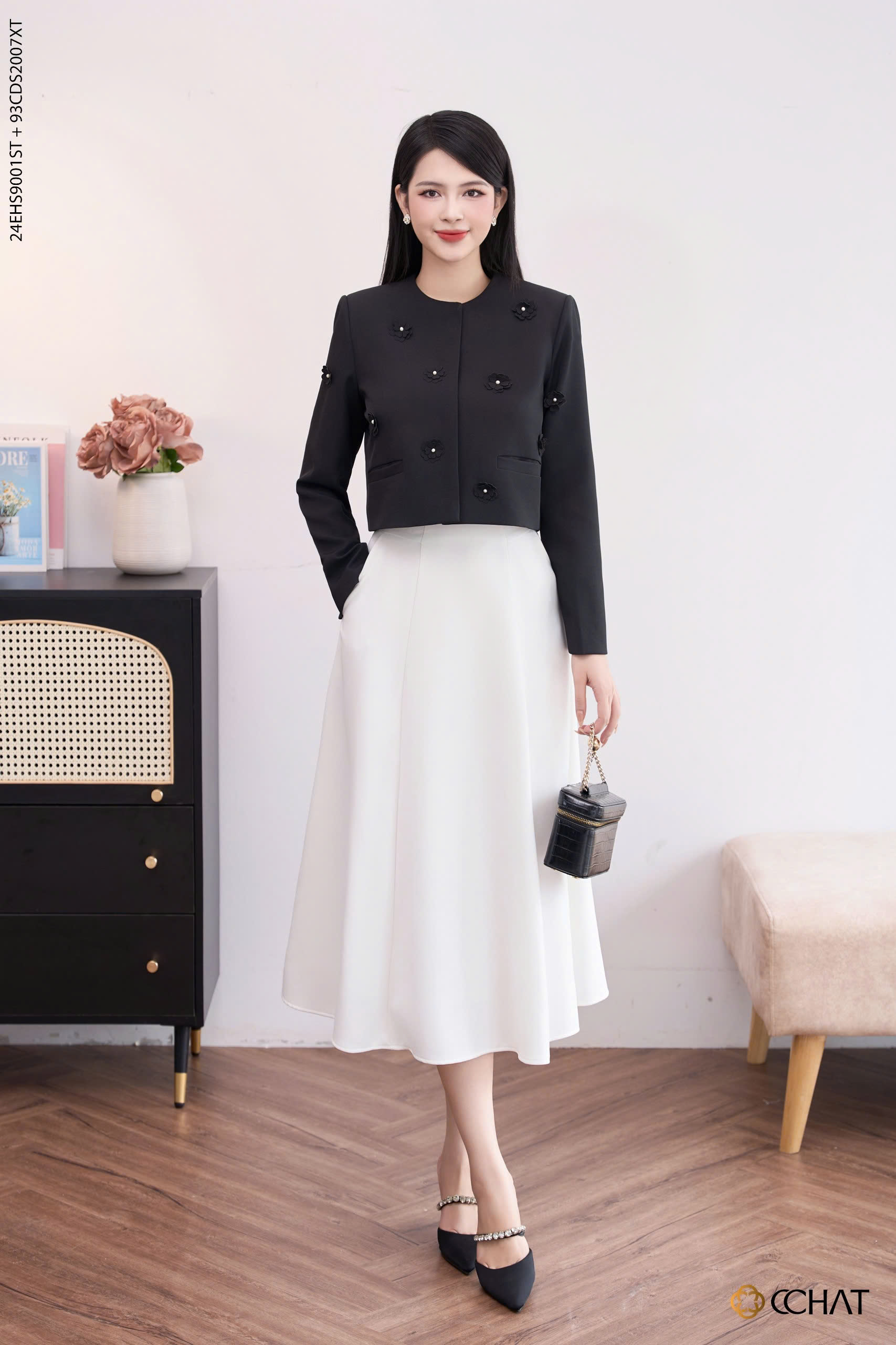 Mô tả Chân Váy 𝐂𝐂𝐇𝐀𝐓 Kiểu Cạp Bổ 7 Mảnh Dáng Xòe Chất Tuytsi Mềm Mịn 93CDS2007XT - 2