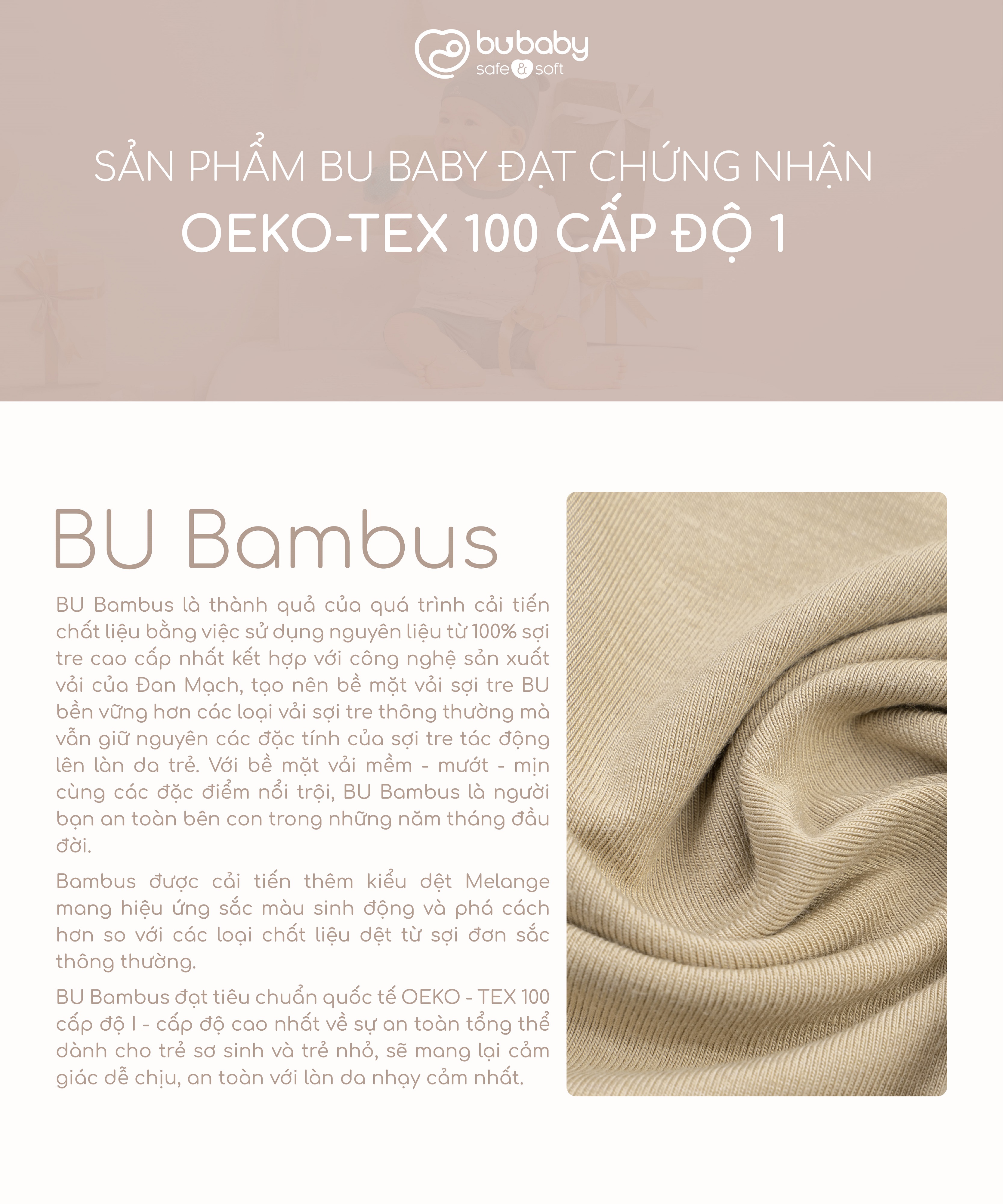 Mô tả Body đùi, ngắn tay cài giữa Bambus BBB230205 | Quần áo chính hãng BU Baby - 1