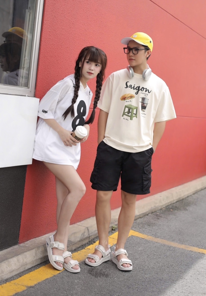 Mô tả Sandal Unisex Genki Màu Kem Quai Ngang Đế Cao Su Thời Trang Sport YK278 - 2