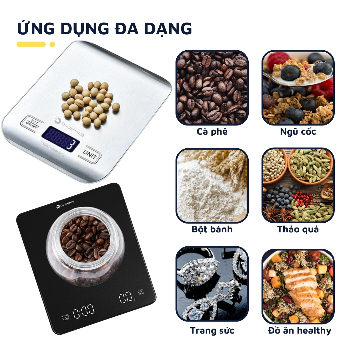 Mô tả Cân tiểu ly điện tử mini nhà bếp, cà phê DandiHome có độ chính xác cao - 6