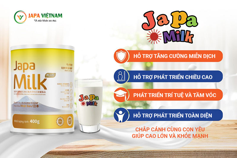 Mô tả Thùng 12 hộp sữa Japa Milk giúp bé tăng cân , miễn dịch khỏe tăng sức đề kháng chính hãng Japa Kids - 2