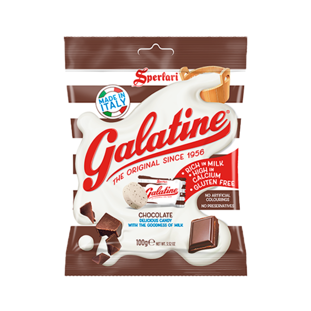 Mô tả Kẹo sữa Galatine Ý 100g, giàu Canxi hương socola - 1