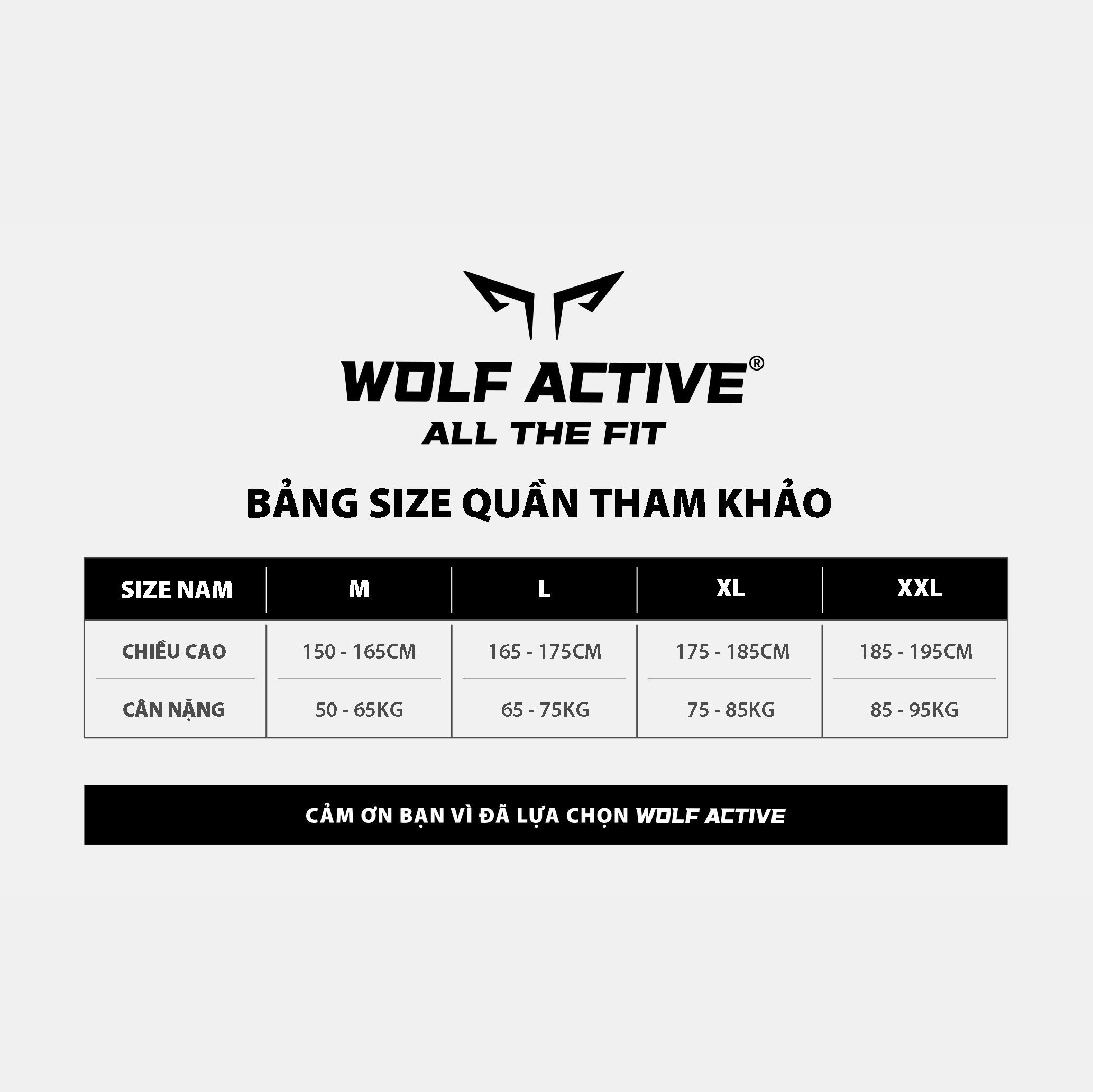 Bảng size quần Wolf Active Speed Run W130