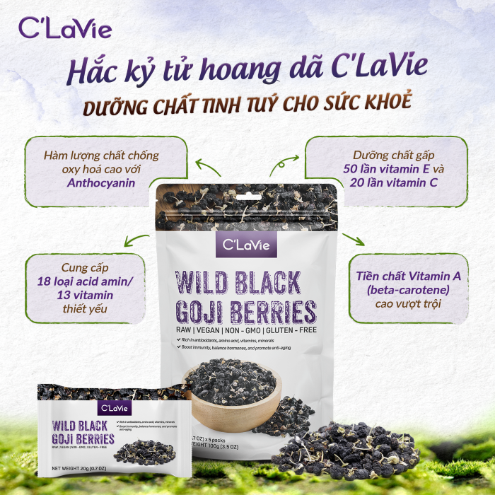 Mô tả Kỷ tử hữu cơ C'LaVie 170g (34g x 5 gói) - Kỷ tử đỏ/Hắc kỷ tử - 3
