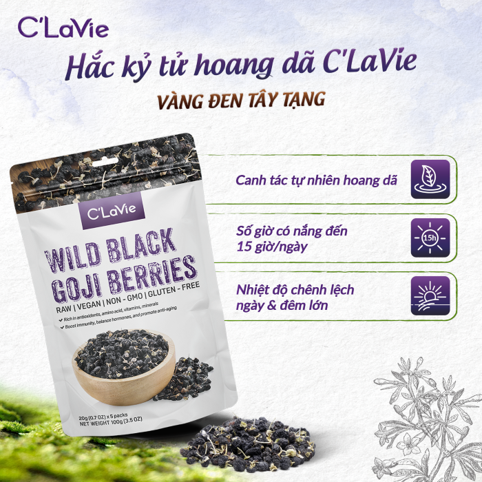 Mô tả Kỷ tử hữu cơ C'LaVie 170g (34g x 5 gói) - Kỷ tử đỏ/Hắc kỷ tử - 2