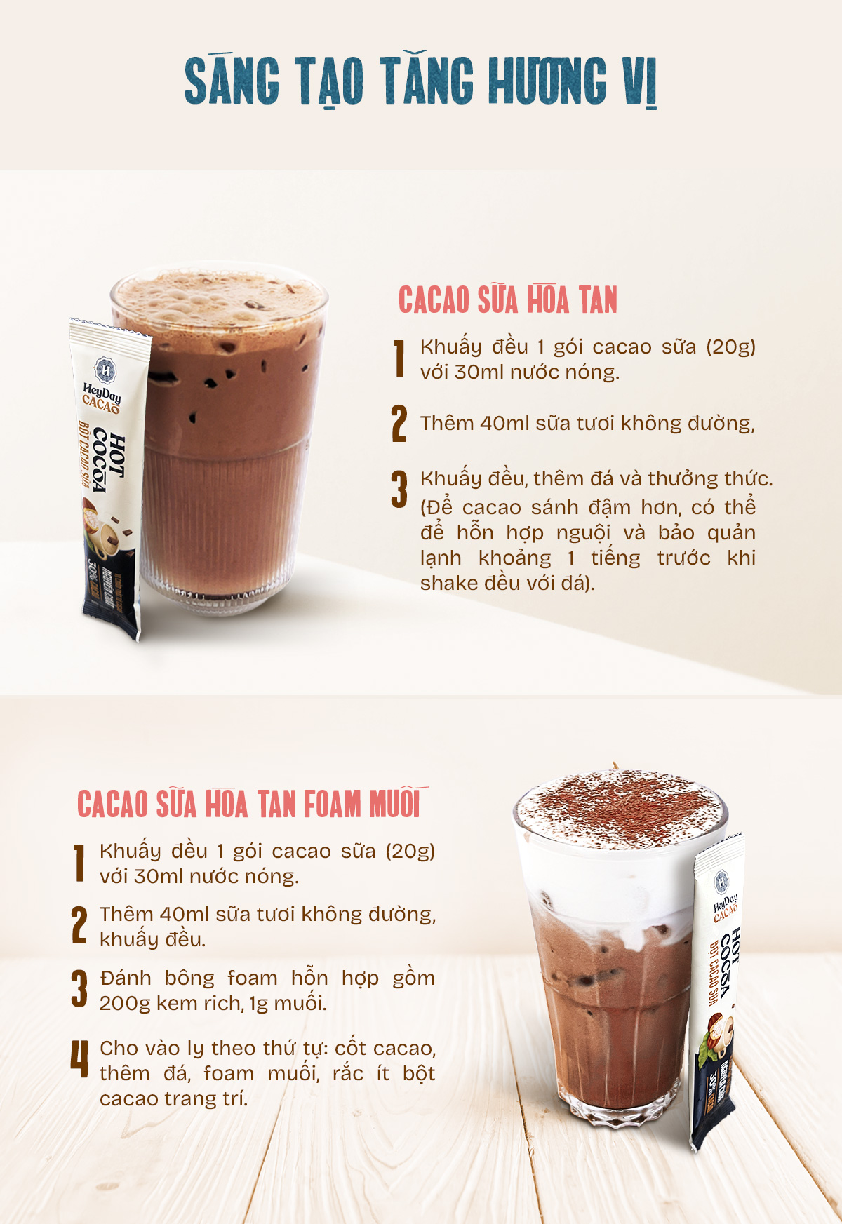 Mô tả Bột Cacao Sữa Heyday - Đậm Vị Chân Thật Từ Cacao Nguyên Chất - Hộp Giấy 12 Gói x 20g - 6