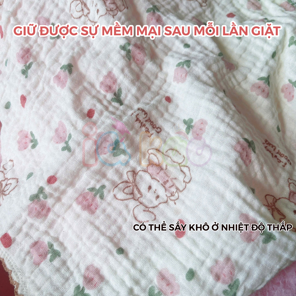 Mô tả Hộp 5 Khăn Sữa Muslin GEE 2 Lớp Cao Cấp - Siêu Thấm Hút, Kháng Khuẩn, Bền Đẹp, Phù Hợp Cho Bé Sơ Sinh S5G1 IQKAO - 4