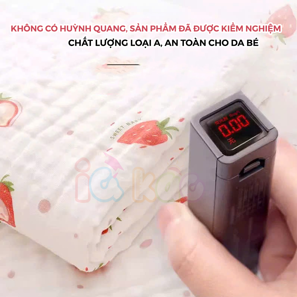 Mô tả Khăn Tắm Muslin 6 Lớp Cho Bé IQKAO – Khăn Ủ, Choàng Đa Năng, Size 110x105cm, Mềm Mại, Thoáng Mát, An Toàn Cho Bé KT61 - 1
