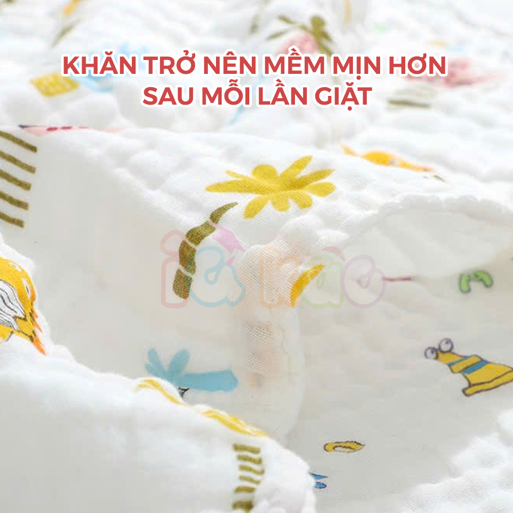 Mô tả Khăn Tắm Muslin 6 Lớp Cho Bé IQKAO – Khăn Ủ, Choàng Đa Năng, Size 110x105cm, Mềm Mại, Thoáng Mát, An Toàn Cho Bé KT61 - 3