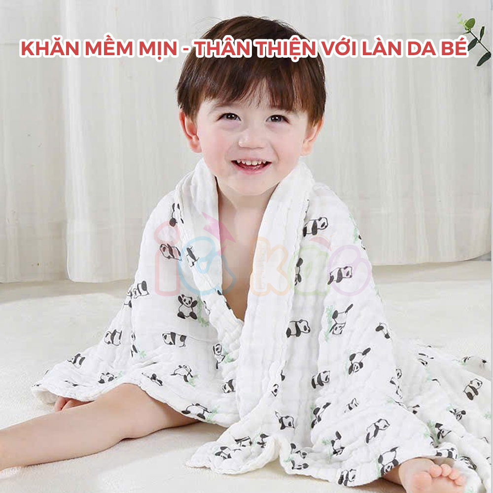 Mô tả Khăn Tắm Muslin 6 Lớp Cho Bé IQKAO – Khăn Ủ, Choàng Đa Năng, Size 110x105cm, Mềm Mại, Thoáng Mát, An Toàn Cho Bé KT61 - 6