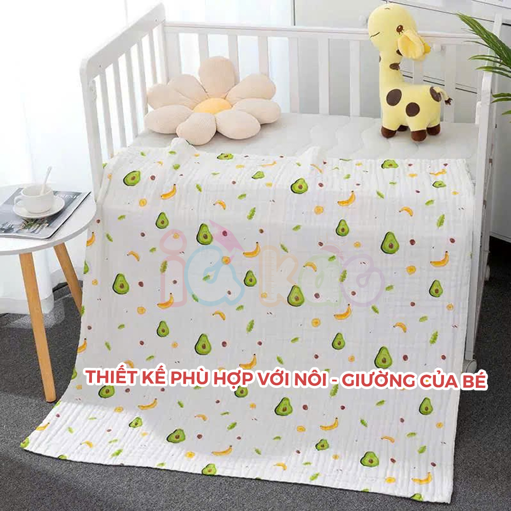 Mô tả Khăn Tắm Muslin 6 Lớp Cho Bé IQKAO – Khăn Ủ, Choàng Đa Năng, Size 110x105cm, Mềm Mại, Thoáng Mát, An Toàn Cho Bé KT61 - 8