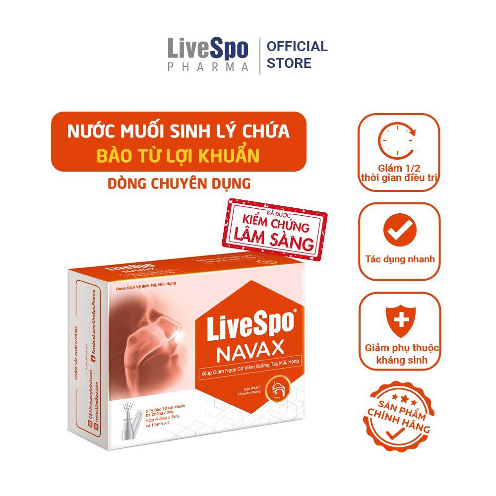 Mô tả Combo 2 Hộp Xịt mũi - họng chứa Bào tử lợi khuẩn - LivSpo Navax Chuyên Dụng (Hộp 10 ống x 4ml) - 2
