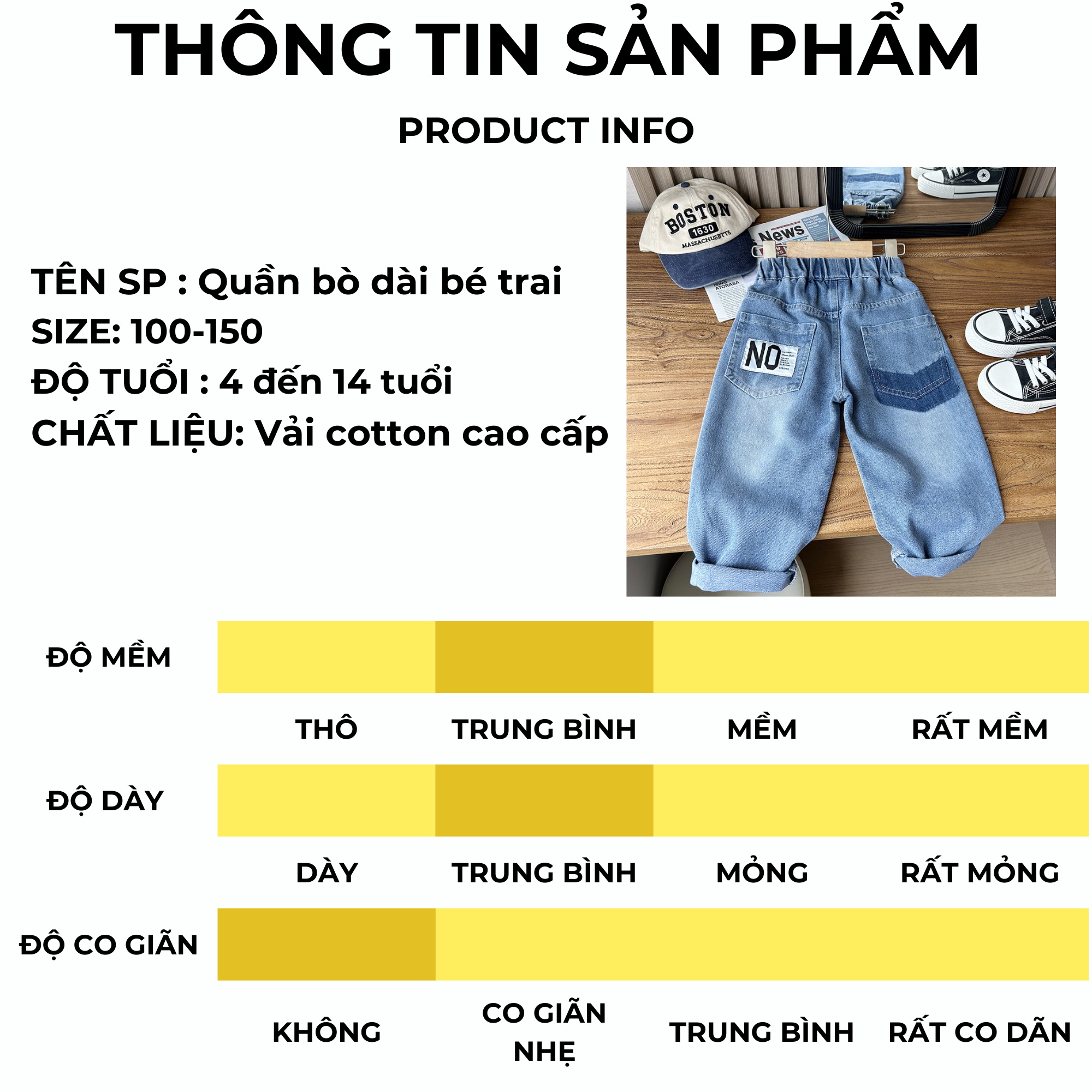 Mô tả Quần jean dài bé trai 27Kids KACADY quần bò mềm lưng chun nam cho trẻ từ 4-12 tuổi BLJE4 - 2