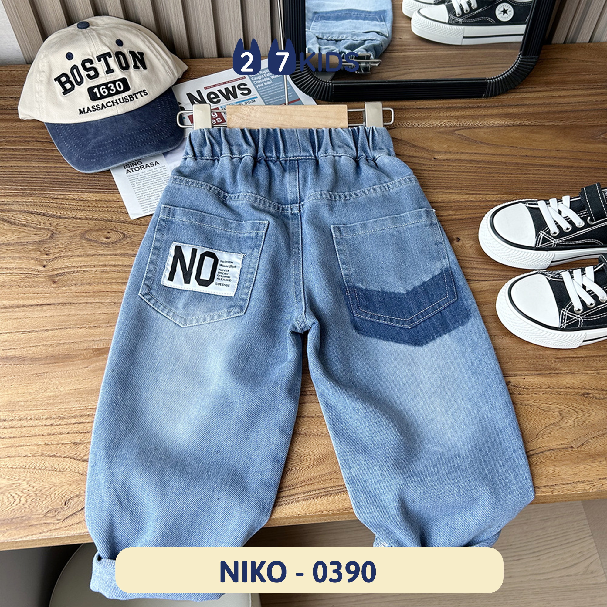Mô tả Quần jean dài bé trai 27Kids KACADY quần bò mềm lưng chun nam cho trẻ từ 4-12 tuổi BLJE4 - 4