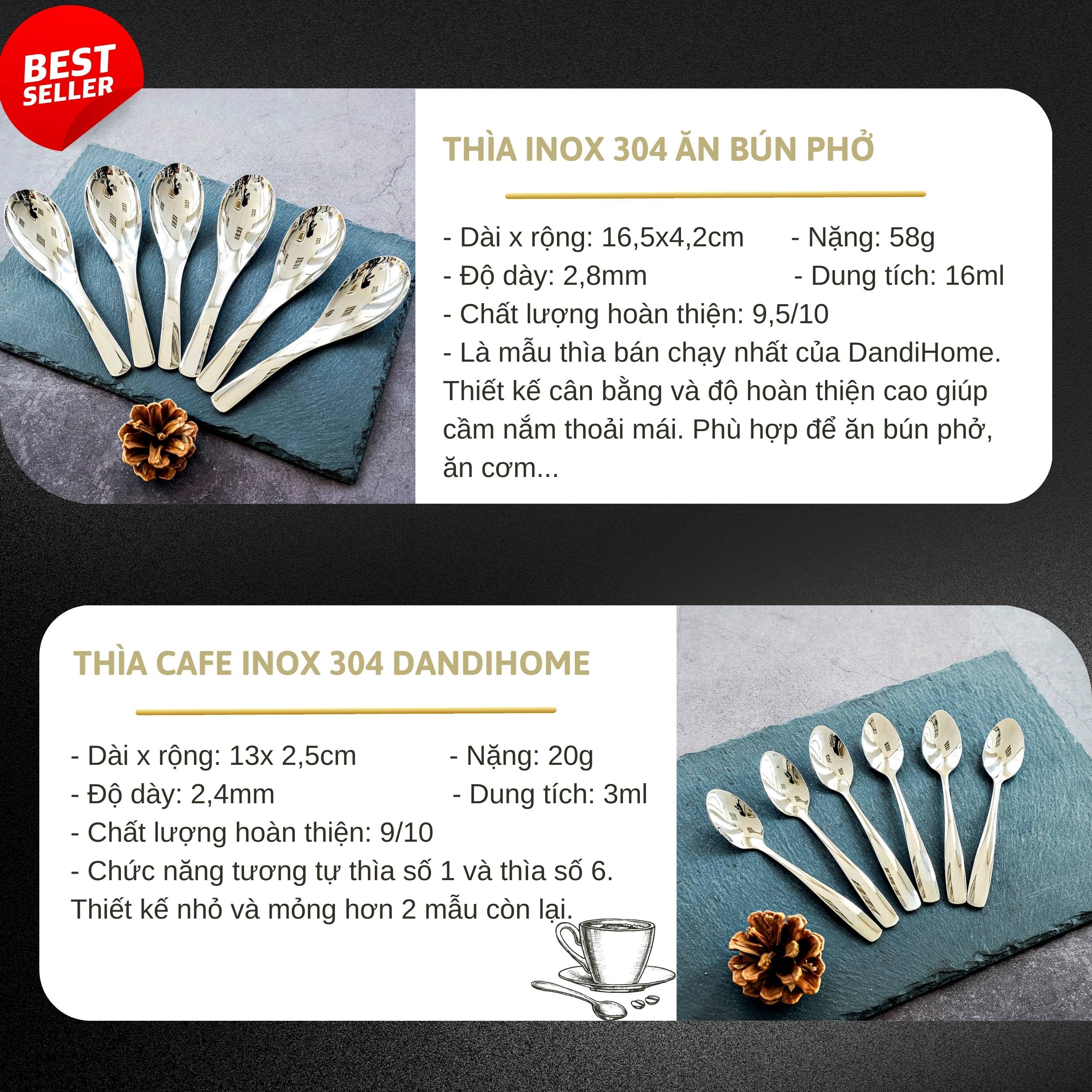 Mô tả Thìa muỗng inox 304 DandiHome cao cấp, sang trọng (1 chiếc) - 6