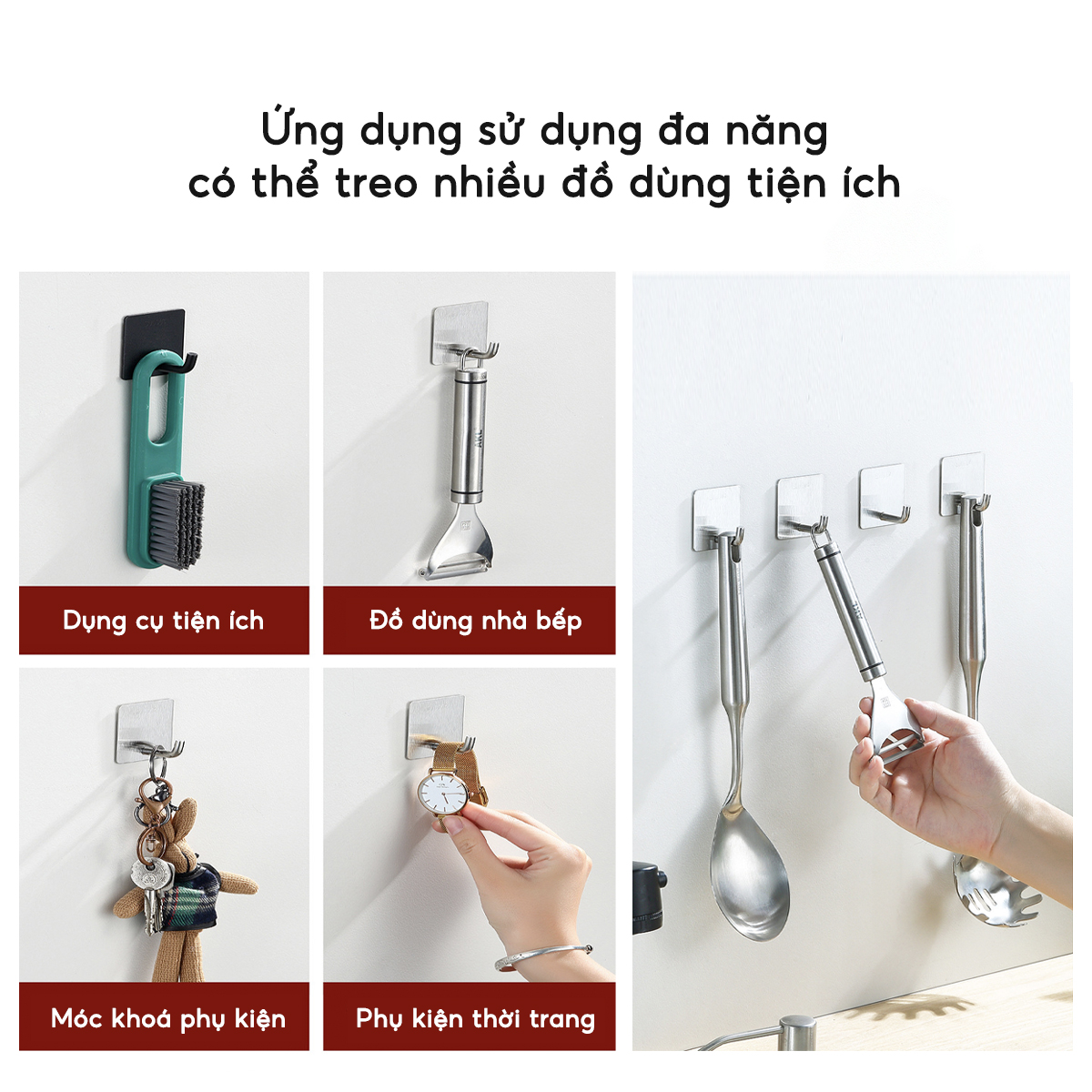 COMBO 5 Móc dán tường chịu lực inox 304 JYoohome Móc treo đồ đa năng ...