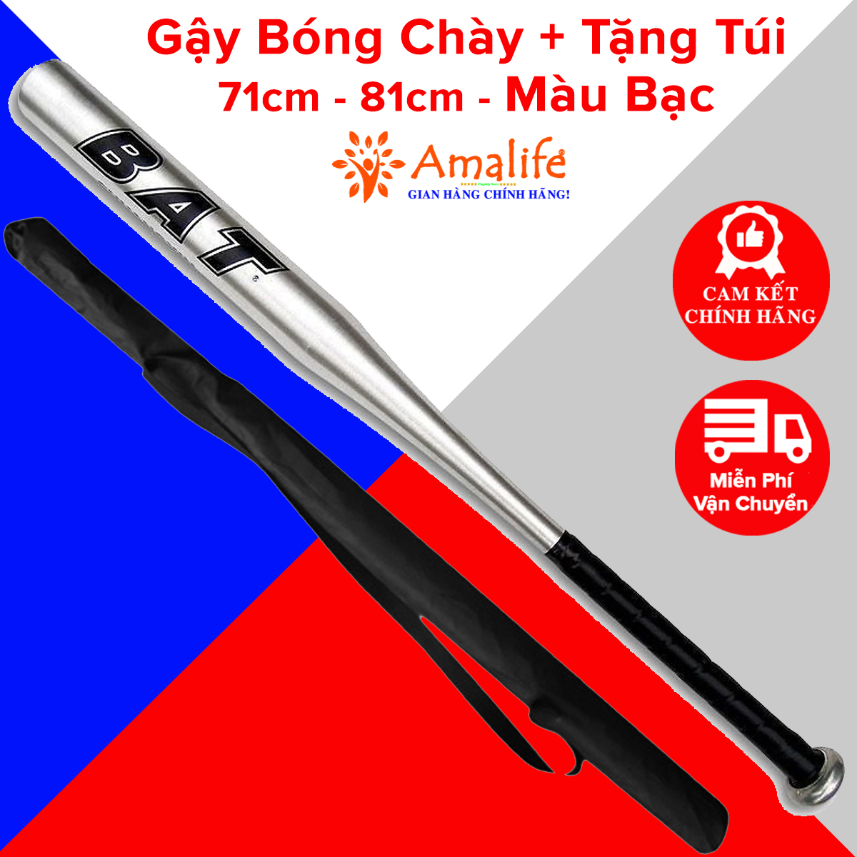 Mô tả Gậy Bóng Chày Màu Bạc Dài 71cm Đến 81cm Hợp Kim Thép – Kèm Túi Đựng Gậy Bóng Chày Chính Hãng Amalfe - 1