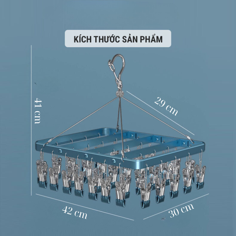 Mô tả Móc chùm phơi đồ cho bé 26,36,42 kẹp chống trơn, có khóa chống gió, chất liệu inox 304 cao cấp. - 3