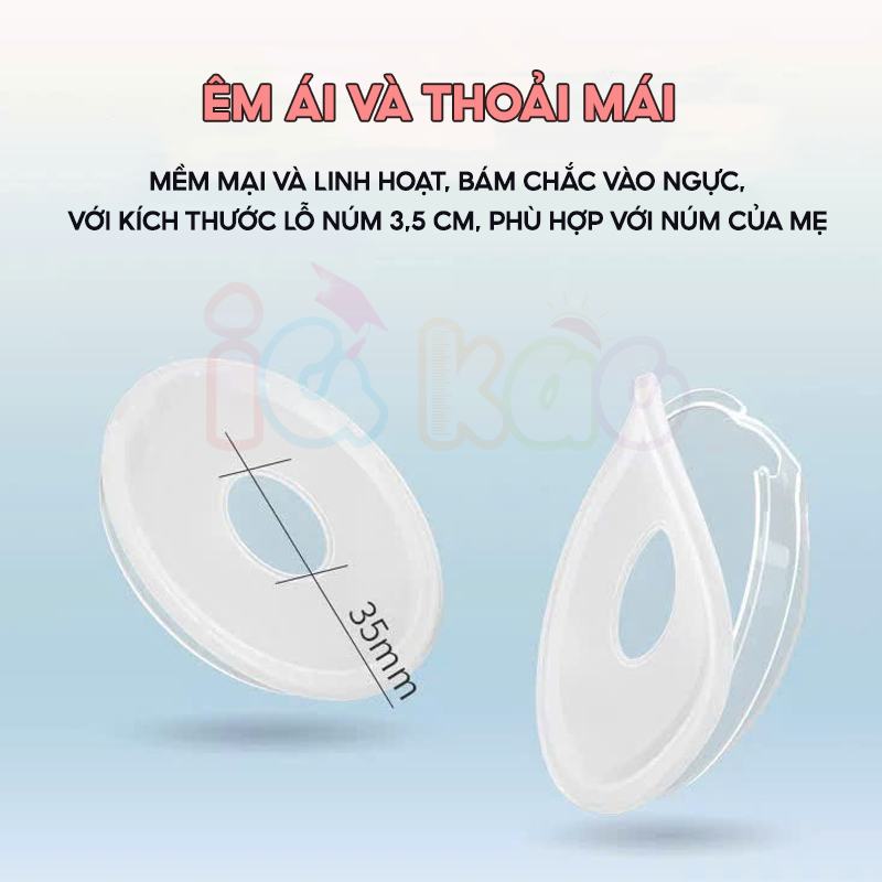 Mô tả Hộp 2 Phễu Hứng Sữa IQKAO Chống Tràn, Chất Liệu Silicone, Chống Tràn, Kích Sữa Nhẹ, Mềm Mại, An Toàn Cho Bé IQKAO - 3