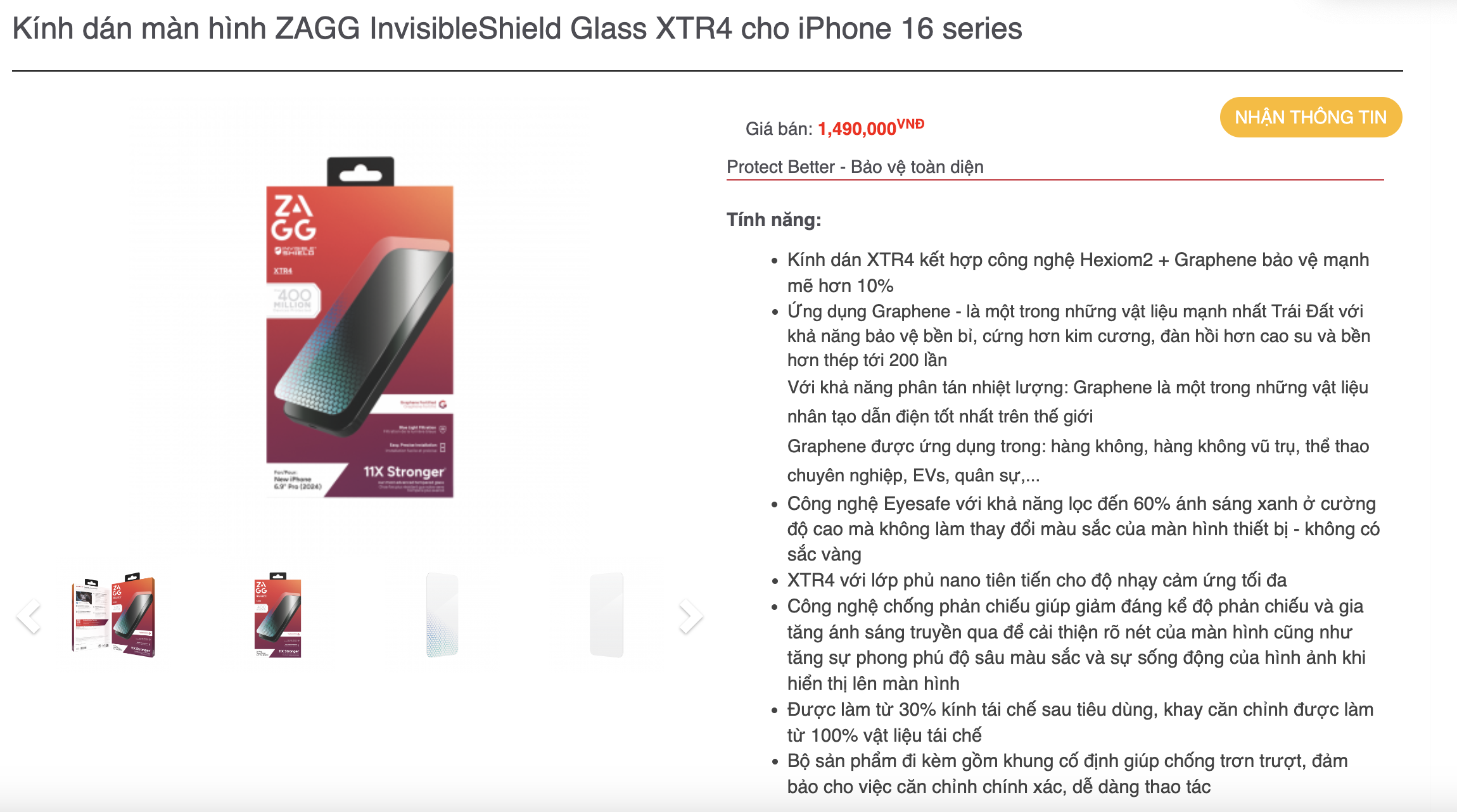 Mô tả Kính dán màn hình ZAGG Plus Edge bảo vệ điện thoại iPhone 15/16 series - 4
