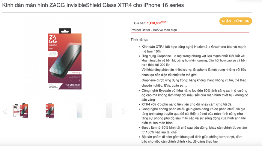 Phụ kiện đi kèm kính ZAGG Plus Edge