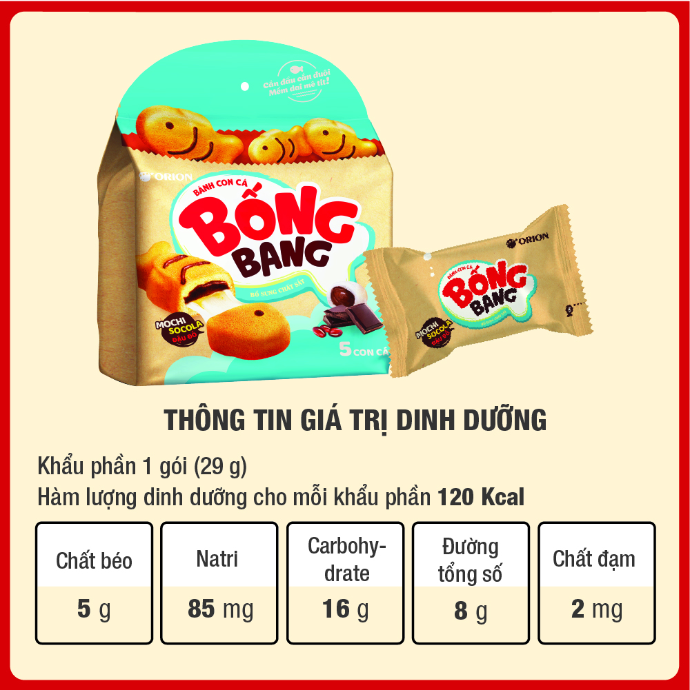 Mô tả Combo 3 Túi Bánh Con Cá Bống Bang nhân Mochi Socola Đậu Đỏ (145g) - 3