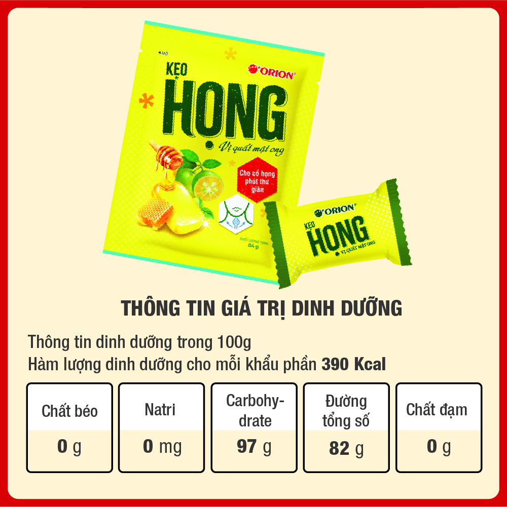 Mô tả Combo 5 Gói kẹo ngậm HỌNG vị quất mật ong gói 84G - 2