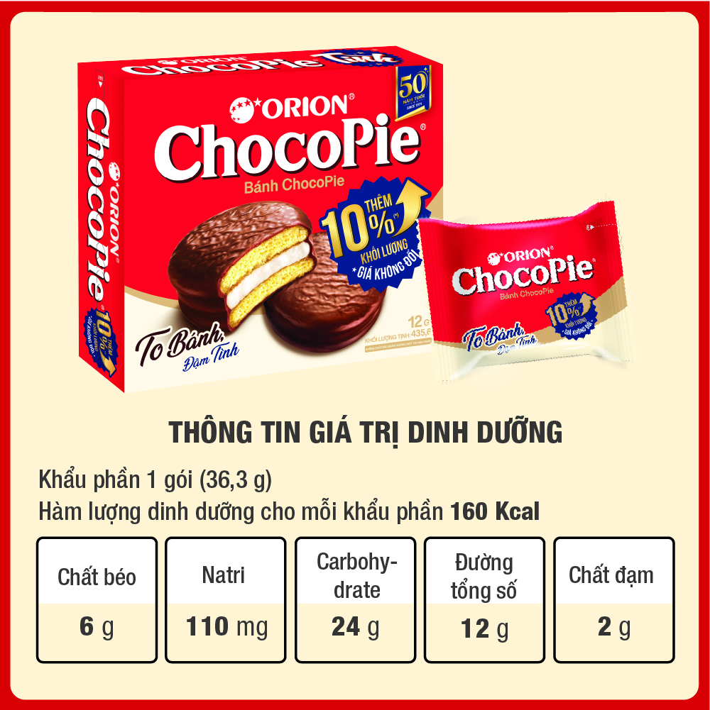 Mô tả Combo 2 Hộp Bánh Orion Chocopie TÌNH (435.6g/hộp) - 3