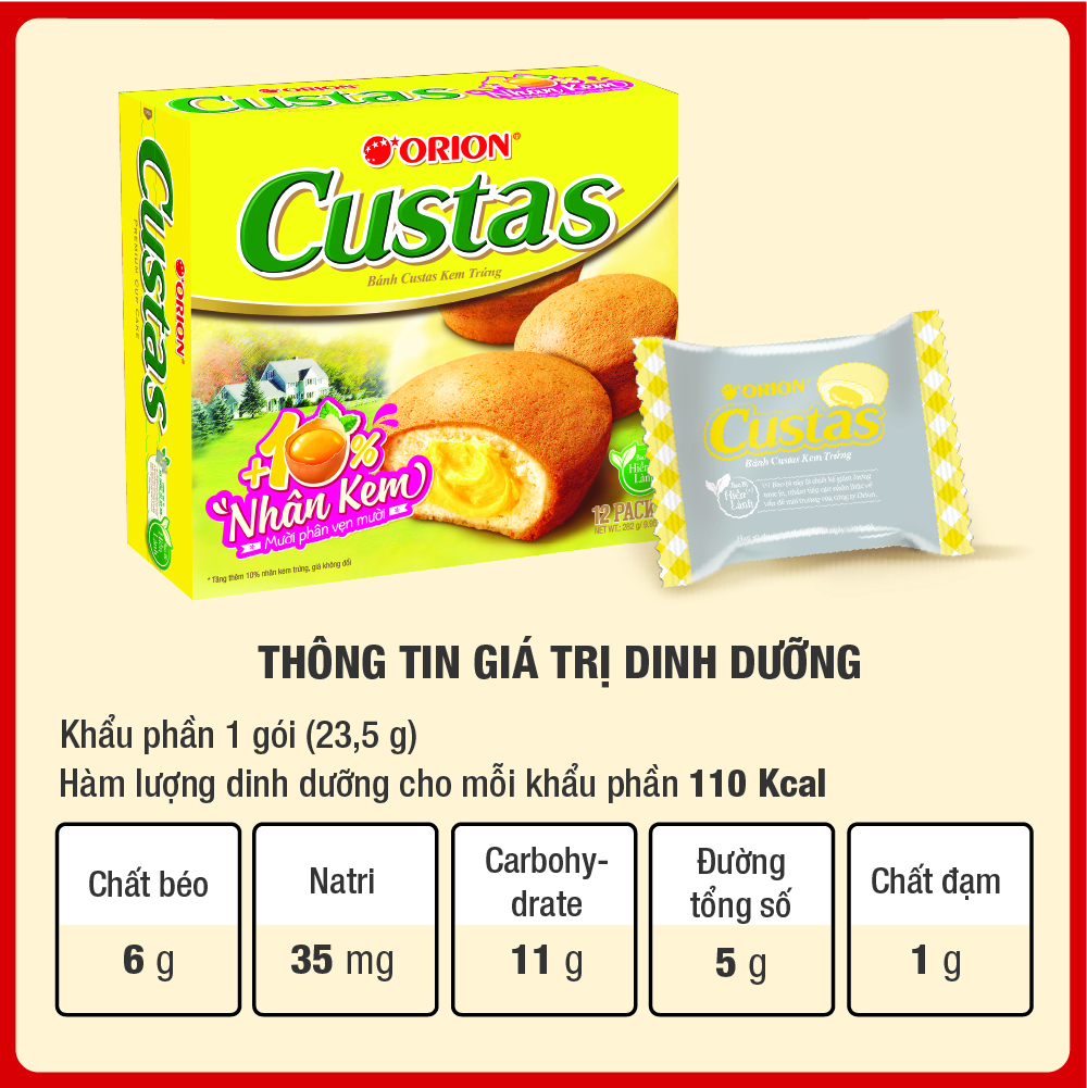 Mô tả Combo 2 Hộp Bánh Orion Custas Nhân Kem Trứng (282g/hộp) - 2