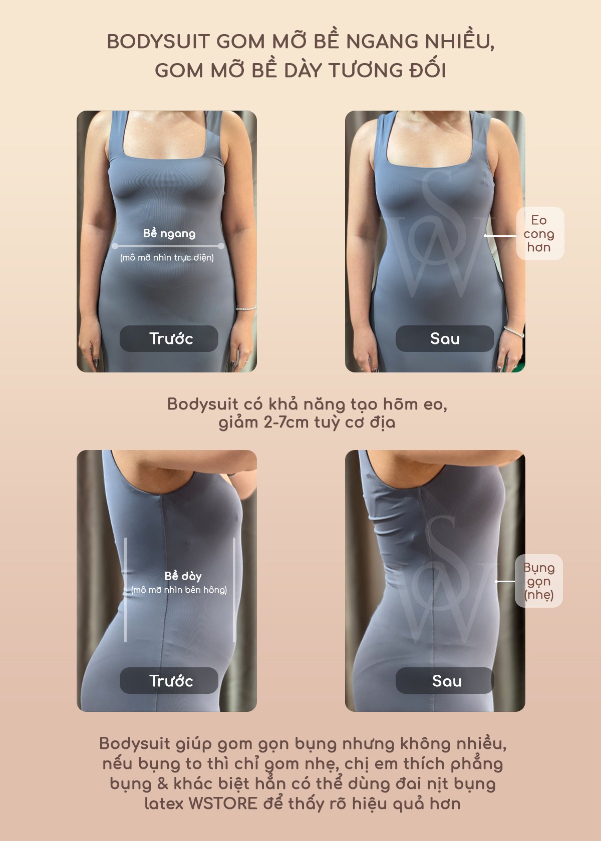 Mô tả Bodysuit Cao Cấp Định Hình & Điêu Khắc Body - Nâng Nhẹ V1 - Siết Eo Gom Gọn Mỡ Thừa - Latex By WSTORE - 3