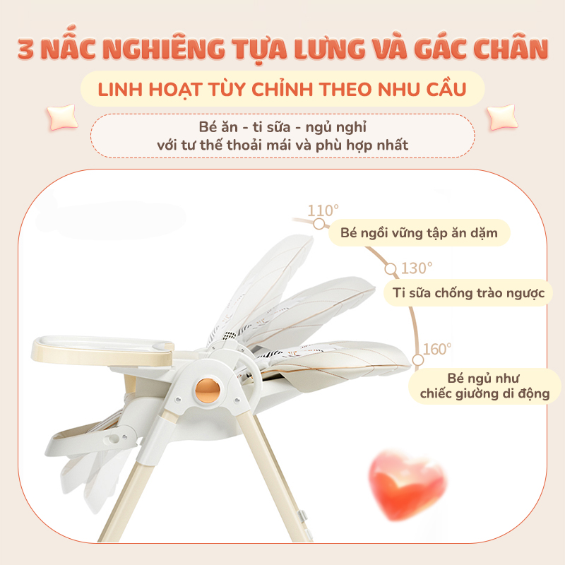 Mô tả Ghế ăn dặm đa năng cao cấp Chilux Grow V Upgrade - Có thể gấp gọn - Bánh xe chống ồn - 4