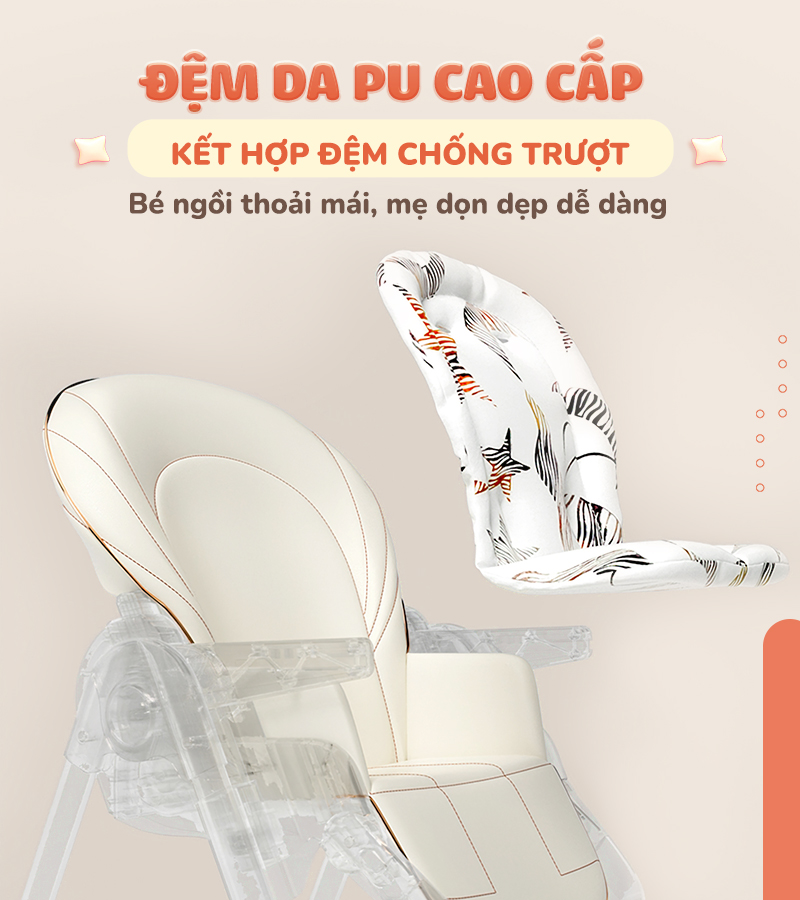 Mô tả Ghế ăn dặm đa năng cao cấp Chilux Grow V Upgrade - Có thể gấp gọn - Bánh xe chống ồn - 7