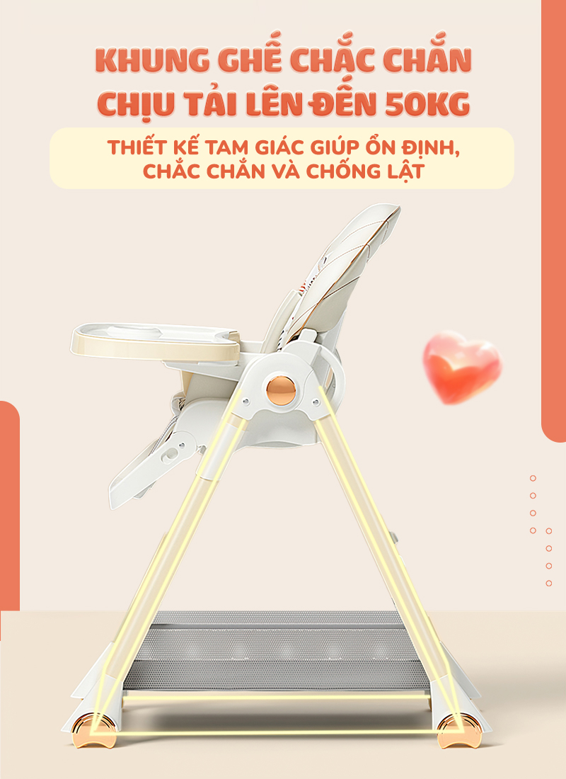 Mô tả Ghế ăn dặm đa năng cao cấp Chilux Grow V Upgrade - Có thể gấp gọn - Bánh xe chống ồn - 11
