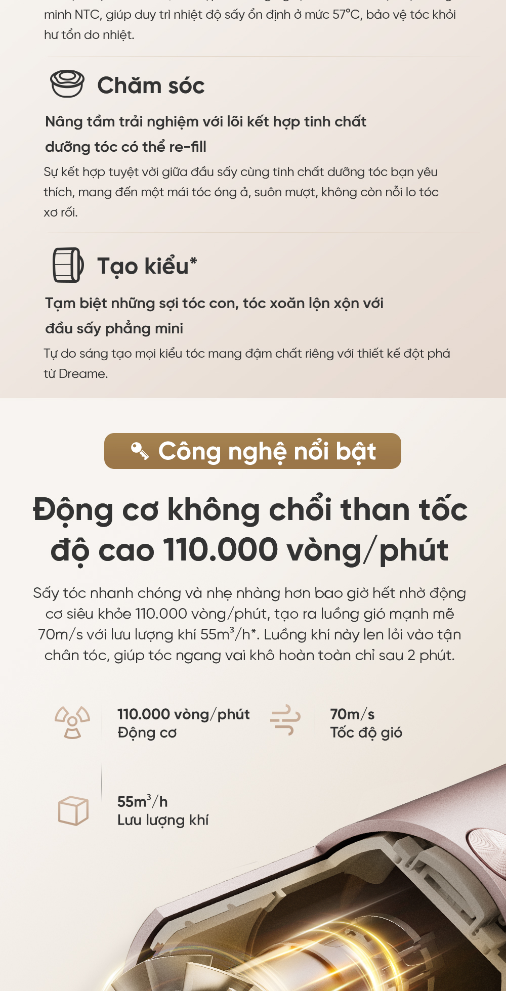 Máy sấy tóc Dreame Hair Glory Pro với phụ kiện