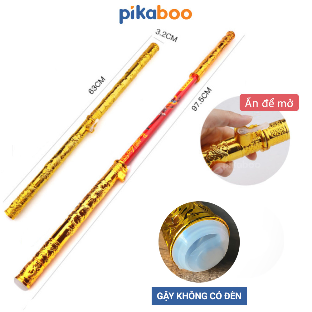 Mô tả Gậy tôn ngộ không Pikaboo, có nút bấm phóng dài thu ngắn giống gậy như ý, hai đầu bo tròn an toàn - 1