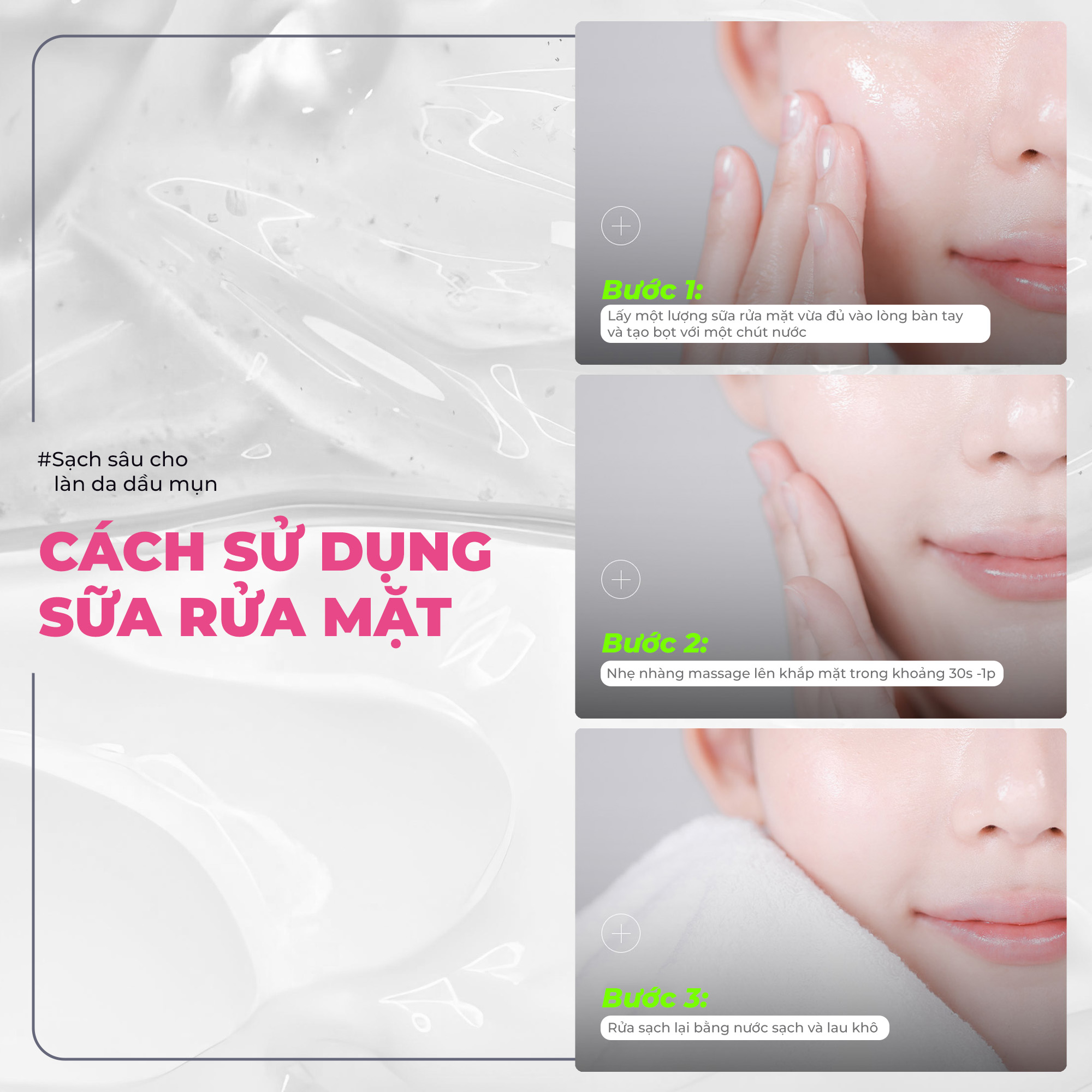 Mô tả Sữa Rửa Mặt Dạng Gel Làm Sạch Sâu Cho Da Dầu Mụn Neogen Dermalogy A-clear Acne Foam Cleanser (150ml) - 3