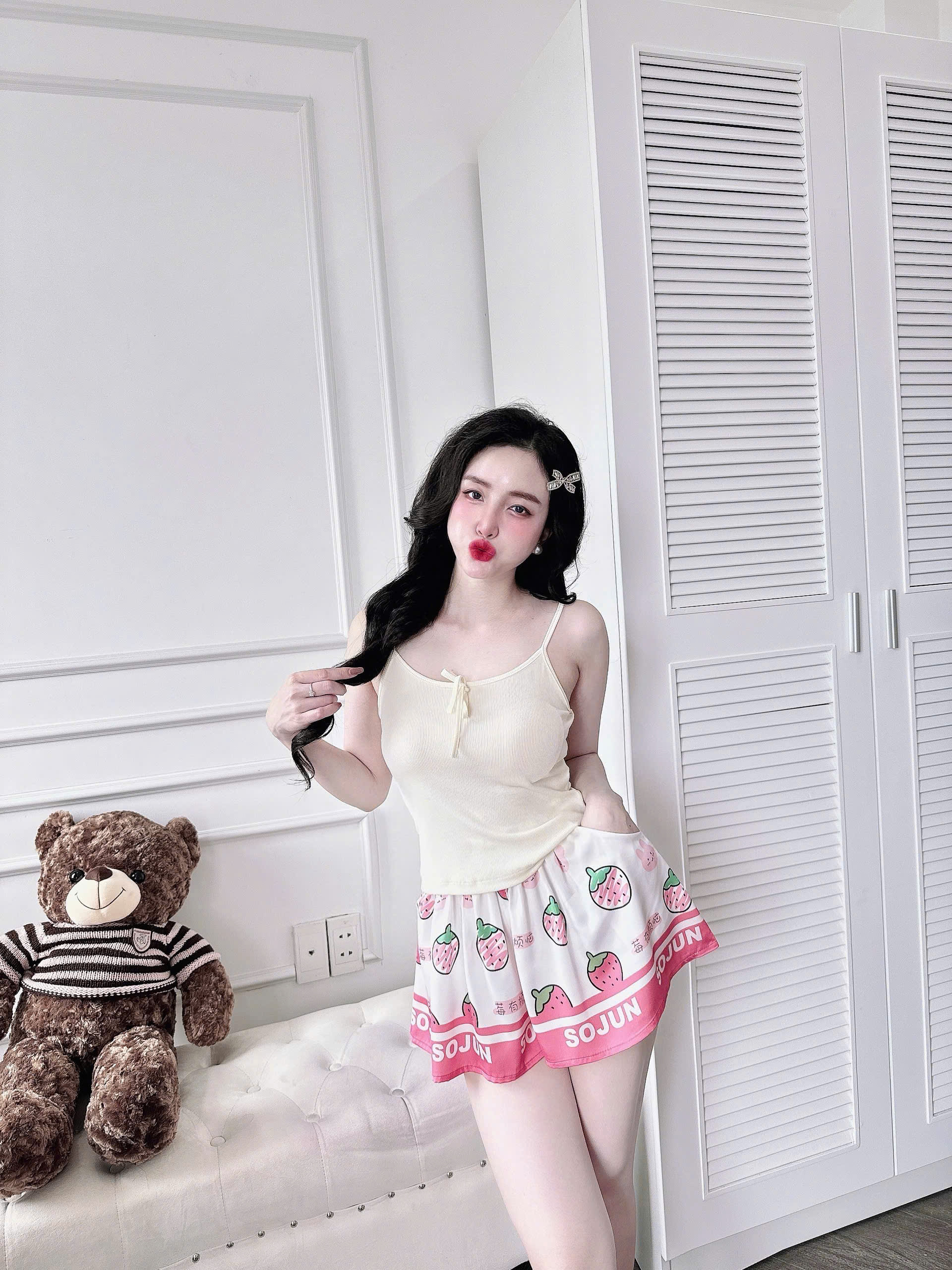 Mô tả Đồ Ngủ Sexy Nữ SOJUN Bộ 2 Dây Thun - Quần Latin Giả Váy Dưới 60Kg - 2
