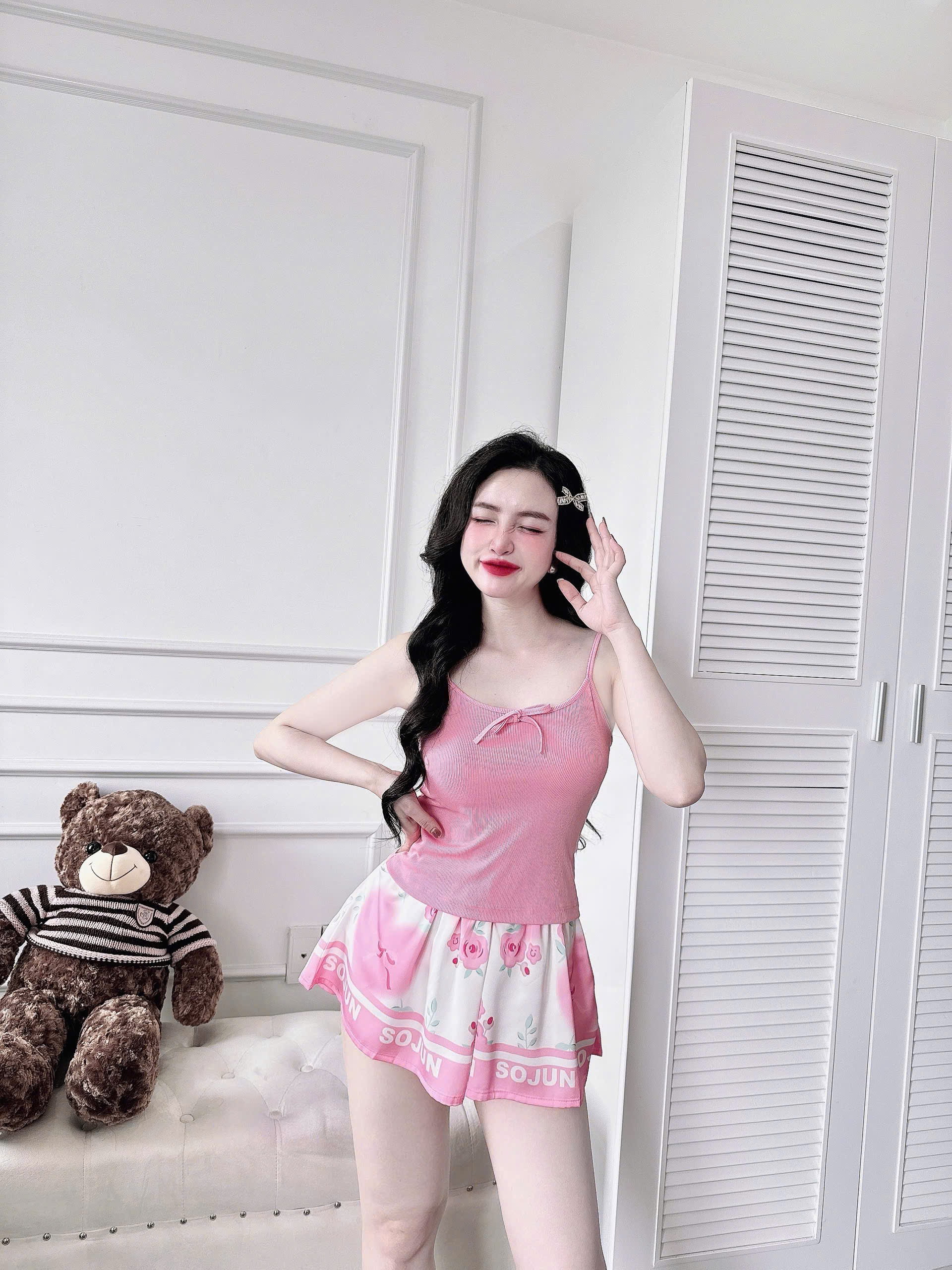 Mô tả Đồ Ngủ Sexy Nữ SOJUN Bộ 2 Dây Thun - Quần Latin Giả Váy Dưới 60Kg - 3