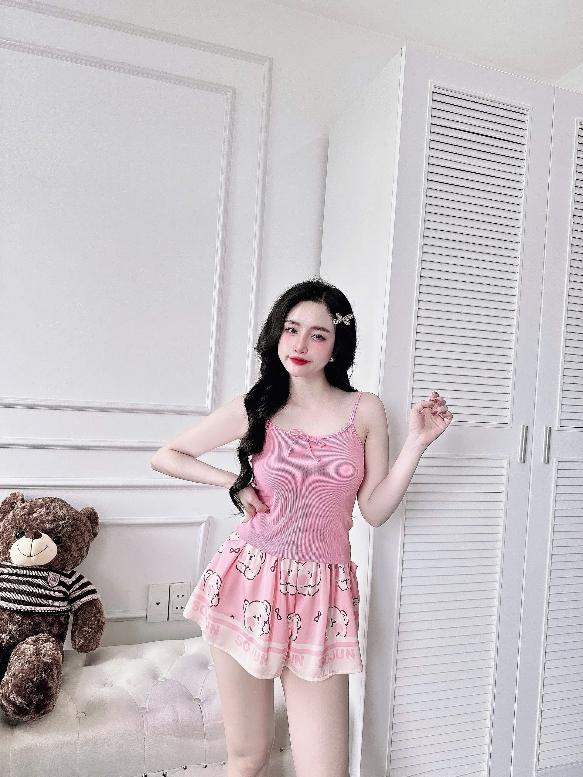 Mô tả Đồ Ngủ Sexy Nữ SOJUN Bộ 2 Dây Thun - Quần Latin Giả Váy Dưới 60Kg - 5