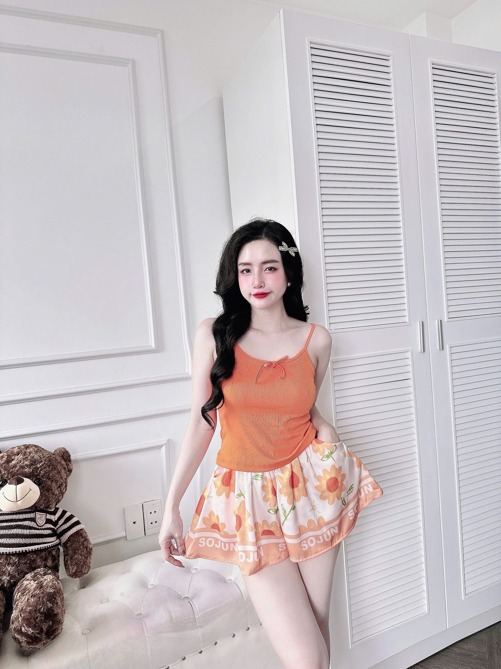 Mô tả Đồ Ngủ Sexy Nữ SOJUN Bộ 2 Dây Thun - Quần Latin Giả Váy Dưới 60Kg - 6