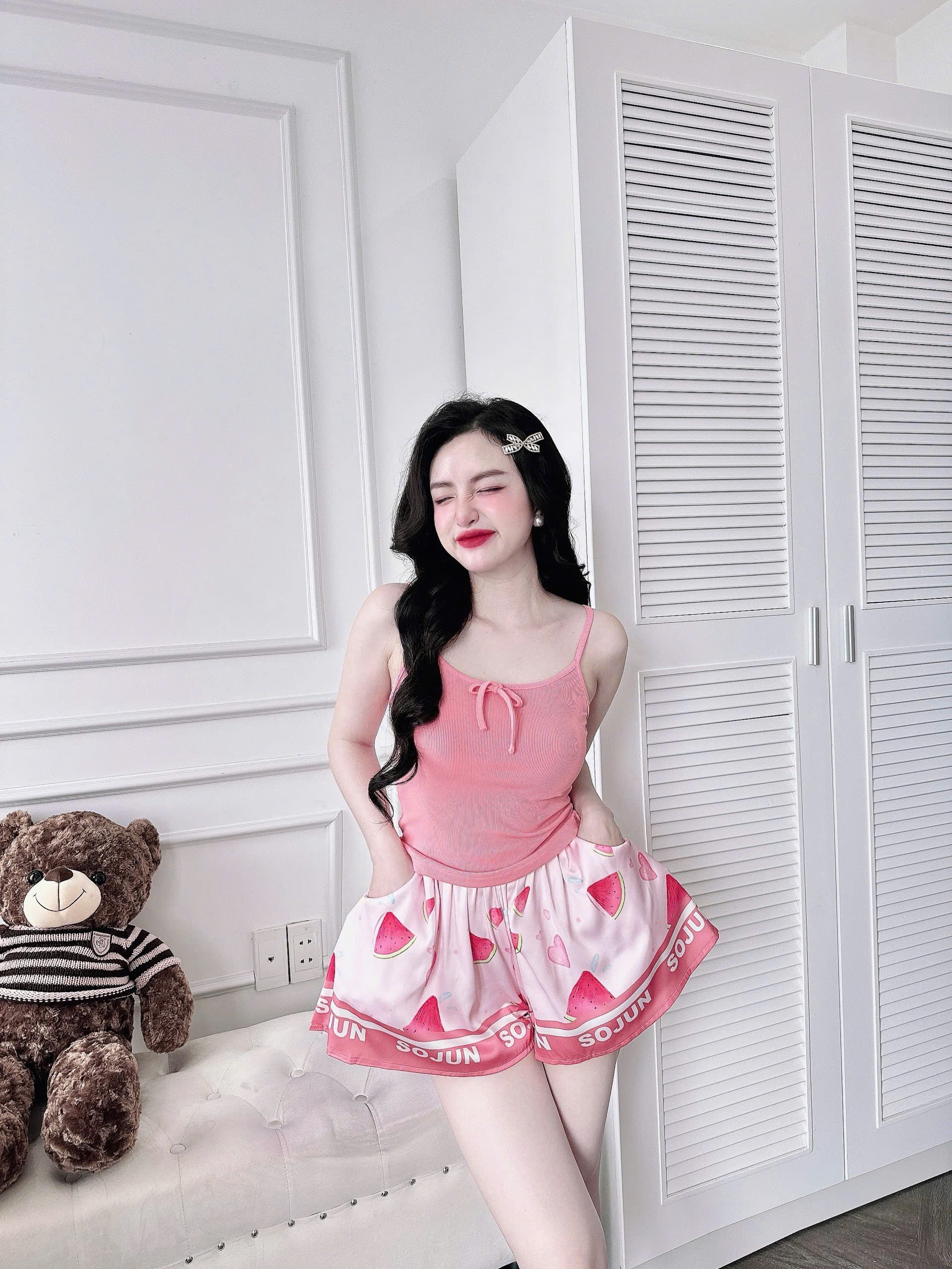 Mô tả Đồ Ngủ Sexy Nữ SOJUN Bộ 2 Dây Thun - Quần Latin Giả Váy Dưới 60Kg - 11