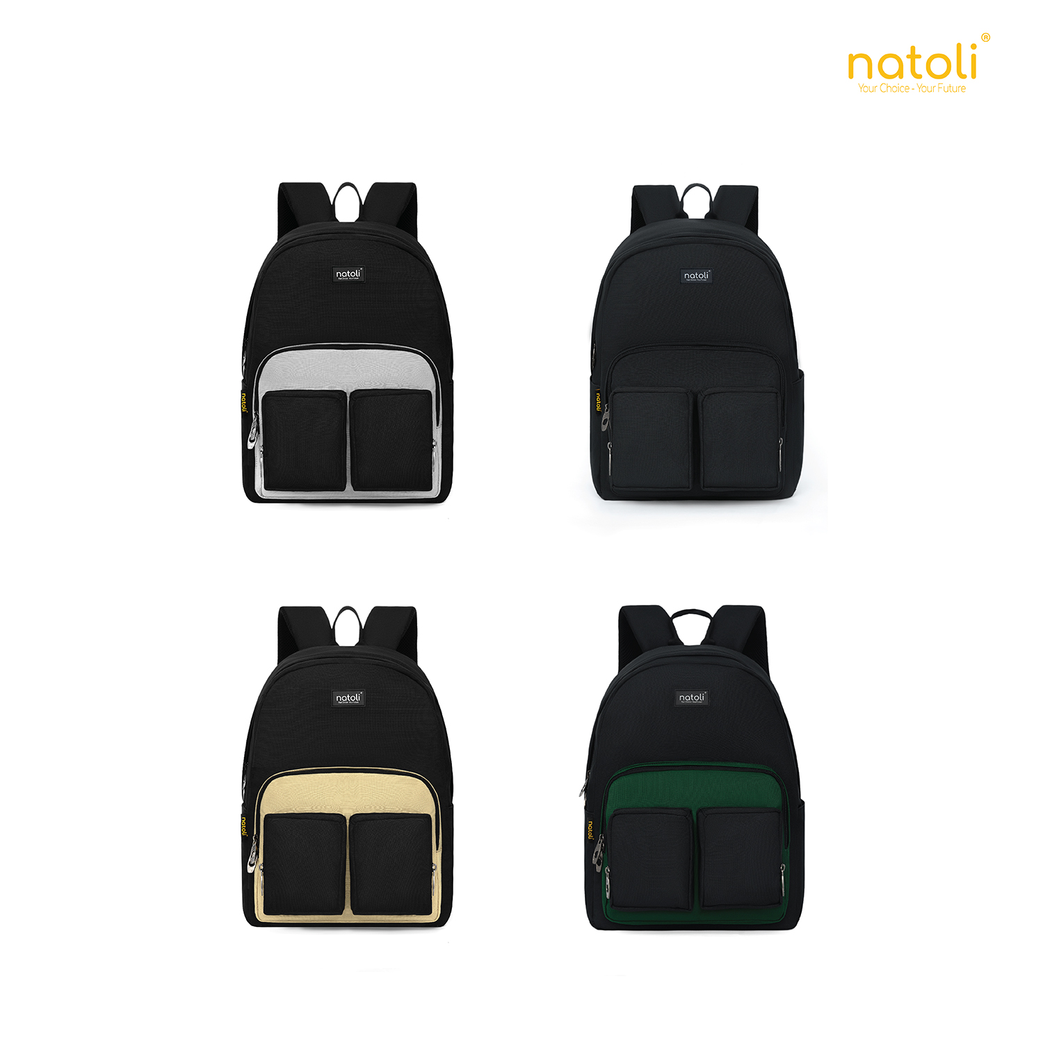 Balo thời trang đi học đựng laptop NATOLI vải canvas nhiều ngăn kháng ...