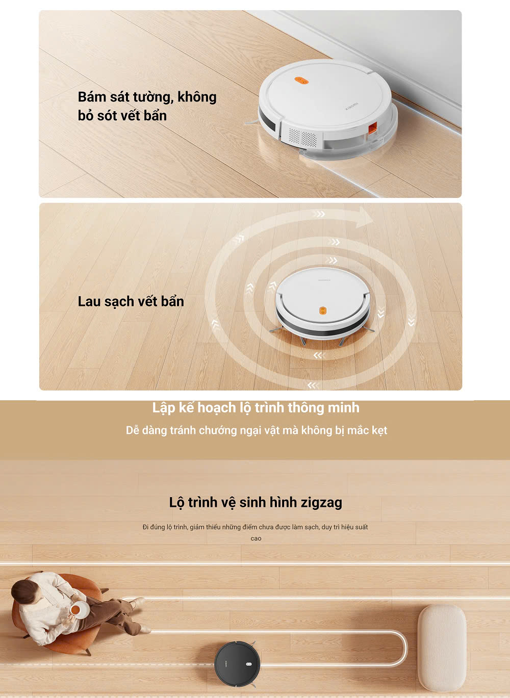 Robot Xiaomi Vacuum E5 hoạt động